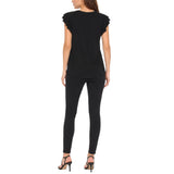 Women's Flutter Sleeve Top and Scuba Pants Set - Black
