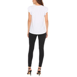Women's Flutter Sleeve Top and Scuba Pants Set - White