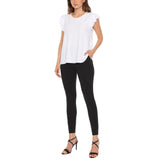 Women's Flutter Sleeve Top and Scuba Pants Set - White