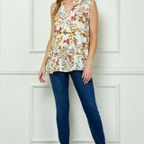 Sleeveless Ruffle Neck Tassel Blouse in Ivory