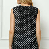 Sleeveless Ruffle Split Neck Tassel Blouse in Black