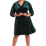 Dolman V-Neck Velvet Mini Dress - Plus