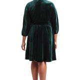 Dolman V-Neck Velvet Mini Dress - Plus