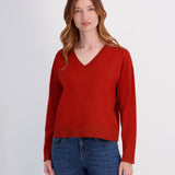 V-Neck Double Trim Top - Picante