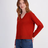 V-Neck Double Trim Top - Picante