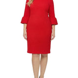NY Collection Plus Size 3/4 Sleeve Pearl Detail Dress