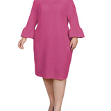 NY Collection Plus Size 3/4 Length Pearl Detail Dress - Pink