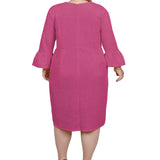 NY Collection Plus Size 3/4 Length Pearl Detail Dress - Pink