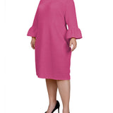 NY Collection Plus Size 3/4 Length Pearl Detail Dress - Pink