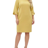 NY Collection Plus Size 3/4 Pearl-Detail Petal Sleeve Dress