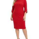 NY Collection Plus Size 3/4 Pearl-Detail Petal Sleeve Dress