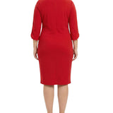 NY Collection Plus Size 3/4 Pearl-Detail Petal Sleeve Dress