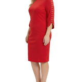 NY Collection Plus Size 3/4 Pearl-Detail Petal Sleeve Dress