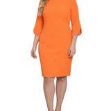 NY Collection Plus Size 3/4 Pearl-Detail Petal Sleeve Dress