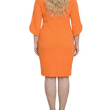 NY Collection Plus Size 3/4 Pearl-Detail Petal Sleeve Dress