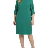 NY Collection Plus Size 3/4 Pearl-Detail Petal Sleeve Dress