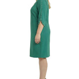NY Collection Plus Size 3/4 Pearl-Detail Petal Sleeve Dress