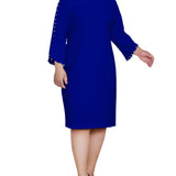 Sapphire 3/4 Pearl-Detail Petal Sleeve Dress - Plus