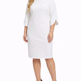 NY Collection Plus Size 3/4 Pearl-Detail Petal Sleeve Dress