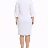 NY Collection Plus Size 3/4 Pearl-Detail Petal Sleeve Dress