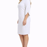 NY Collection Plus Size 3/4 Pearl-Detail Petal Sleeve Dress