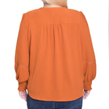 NY Collection Plus Size Long Sleeve Studded Blouse