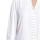 NY Collection Plus Size Long Sleeve Studded Blouse