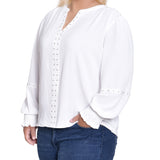 NY Collection Plus Size Long Sleeve Studded Blouse