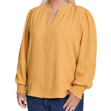 NY Collection Plus Size Long Sleeve Studded Blouse