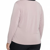 NY Collection Plus Size Long Sleeve Contrast Detail Top