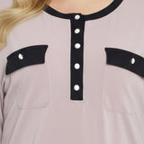 NY Collection Plus Size Long Sleeve Contrast Detail Top