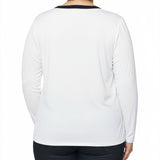 NY Collection Plus Size Long Sleeve Contrast Detail Top