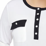 NY Collection Plus Size Long Sleeve Contrast Detail Top