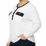 NY Collection Plus Size Long Sleeve Contrast Detail Top