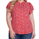 NY Collection Plus Size Double Flutter Sleeve Blouse