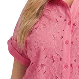 Short Sleeve Eyelet Blouse, Plus