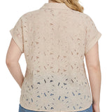 Short Sleeve Eyelet Blouse, Plus