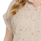 Short Sleeve Eyelet Blouse, Plus