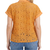 Short Sleeve Eyelet Blouse, Plus