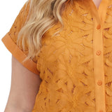 Short Sleeve Eyelet Blouse, Plus