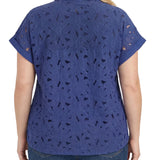 Short Sleeve Eyelet Blouse, Plus