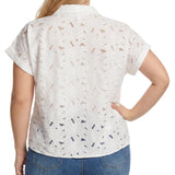 Short Sleeve Eyelet Blouse, Plus