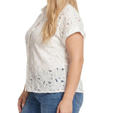 Short Sleeve Eyelet Blouse, Plus