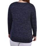 NY Collection Plus Size Long Sleeve Knit Keyhole Top With Studs