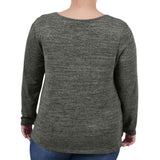 NY Collection Plus Size Long Sleeve Knit Keyhole Top With Studs