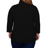 NY Collection Plus Size 3/4 Slv Top With Grommet Hem