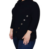 NY Collection Plus Size 3/4 Slv Top With Grommet Hem
