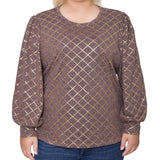 NY Collection Plus Size Bishop Sleeve Pullover Top