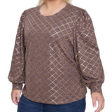 NY Collection Plus Size Bishop Sleeve Pullover Top