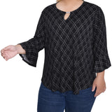 NY Collection Plus Size 3/4 Bell Sleeve Top With Hardware